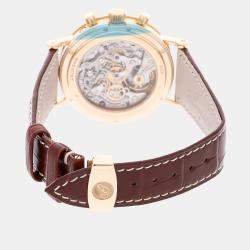 Pre Owned Pre-Owned Breguet Perpetual Calendar Chronograph 5617  Silver Manual Winding 18k Yellow Gold  Men's Wristwatch 35 mm
