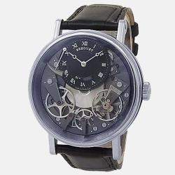 Pre Owned Breguet Tradition 7057BB-G9-9W6 Manual Winding Black Dial 18k White Gold Men's Wristwatch 40 mm