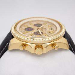 Breitling Customised Champagne MOP 6.50CT Diamond 18K Yellow Gold Bentley K44362 Automatic Men's Wristwatch 49mm
