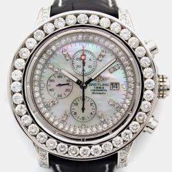 Breitling Customised Pearl 16.5CT Diamond Stainless Steel Super Avenger A13370 Automatic Men's Wristwatch 51mm