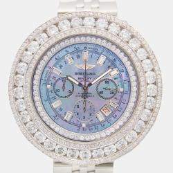 Breitling Customised Pearl 11.60CT Diamond Stainless Steel Bentley A25362 Automatic Men's Wristwatch 48mm