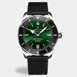 Pre Owned ساعة يد رجالية بريتلينغ سوبر أوشن AB2010121L1S1 أوتوماتيكية خضراء ستانلس ستيل 42 مم