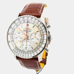 مملوكة مسبقًا Breitling Navitimer 1 B01 Chronograph 41 AB0139211G1P1 Automatic Silver Stainless Steel Men's Wristwatch 41mm