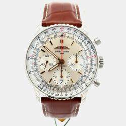 مملوكة مسبقًا Breitling Navitimer 1 B01 Chronograph 41 AB0139211G1P1 Automatic Silver Stainless Steel Men's Wristwatch 41mm