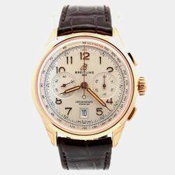Pre Owned Breitling Premier B01 Chronograph 42 RB0145371G1P1 Automatic Champagne Rose Gold Men's Wristwatch 42mm