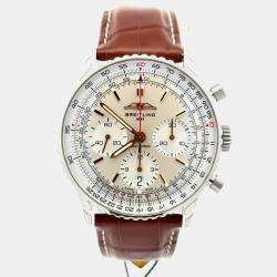 Pre Owned Breitling Navitimer 1 B01 AB0139211G1P1 Silver Stainless Steel Automatic Men's Wristwatch 41mm