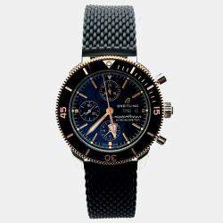 Pre Owned Breitling Superocean Heritage II U13313121B1S1 Black 18K Yellow Gold, Stainless Steel Automatic Men's Wristwatch 44mm