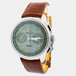 Pre Owned Breitling Top Time AB0930D31L1P1 Green Stainless Steel Manual Winding Men's Wristwatch 40mm