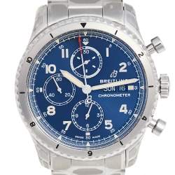 Pre Owned Breitling Blue Stainless Steel Aviator 8 A13316101C1A1 Men's Wristwatch 43 mm