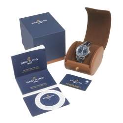 Breitling Blue Stainless Steel Crocodile Skin Leather Navitimer A17326161C1P3 Men's Wristwatch 41 mm