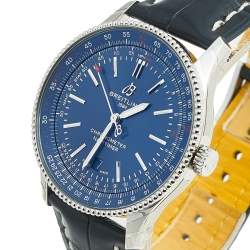 Breitling Blue Stainless Steel Crocodile Skin Leather Navitimer A17326161C1P3 Men's Wristwatch 41 mm