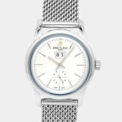 Pre Owned Breitling Silver Stainless Steel Transocean A1631012/G781 Men's Wristwatch 38 mm