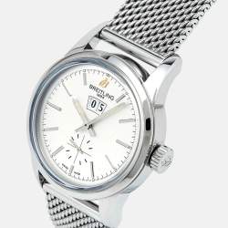 Pre Owned Breitling Silver Stainless Steel Transocean A1631012/G781 Men's Wristwatch 38 mm