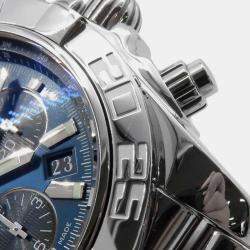 Breitling Blue Stainless Steel Chronomat Automatic Chronograph Men's Wristwatch 44 mm