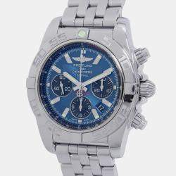 Breitling Blue Stainless Steel Chronomat Automatic Chronograph Men's Wristwatch 44 mm