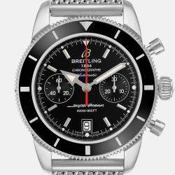 Breitling Black Stainless Steel Superocean A23370 Automatic Men's Wristwatch 44 mm