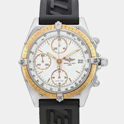 Breitling White 18K Gold Stainless Steel Chronomat  D13047 Automatic  Men's Wristwatch 40mm