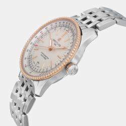 Pre Owned Breitling White 18K Gold Stainless Steel Navitimer U17325211G1A1 Automatic  Men's Wristwatch 38mm