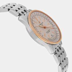 Pre Owned Breitling White 18K Gold Stainless Steel Navitimer U17325211G1A1 Automatic  Men's Wristwatch 38mm