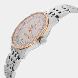 Pre Owned Breitling White 18K Gold Stainless Steel Navitimer U17325211G1A1 Automatic  Men's Wristwatch 38mm