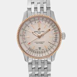 Pre Owned Breitling White 18K Gold Stainless Steel Navitimer U17325211G1A1 Automatic  Men's Wristwatch 38mm