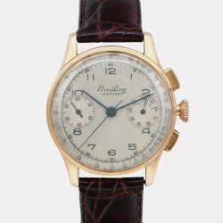 Vintage Breitling Premier 18K Rose Gold Hand Wind Men's Wristwatch