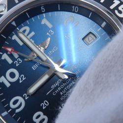 Breitling Blue Stainless Steel Superocean II Automatic Men's Wristwatch 44 mm