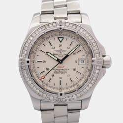 Breitling Customised White 0.90CT Diamond Stainless Steel Colt A17380 Automatic Men's Wristwatch 41mm