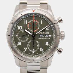Breitling Red Stainless Steel Aviator A13316 Automatic Men's Wristwatch 43mm
