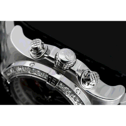 Breitling Customised Black Diamond Stainless Steel Avenger II A13381 Automatic Men's Wristwatch 43mm