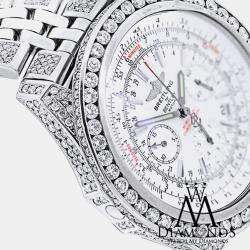 Breitling Customised White 20.00CT Diamond Stainless Steel Bentley A4436412 Automatic Men's Wristwatch 48 mm