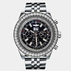 Breitling Customised Black 12.00 CT Diamond Stainless Steel Bentley A4436412 Automatic Men's Wristwatch 51 mm