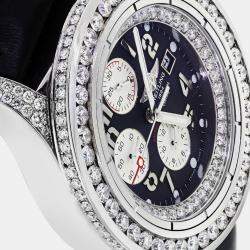 Breitling Customised Blue 15CT Diamond Stainless Steel Super Avenger A13370 Automatic Men's Wristwatch 48 mm
