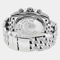 Breitling Customised Silver MOP 13.00 Ct Diamond Stainless Steel Evolution A13356 Automatic Men's Wristwatch 48mm