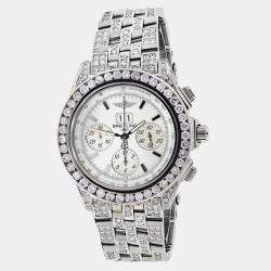 Breitling Customised White 15.00 Ct Diamond Stainless Steel Crosswind A44355 Automatic Men's Wristwatch 48mm