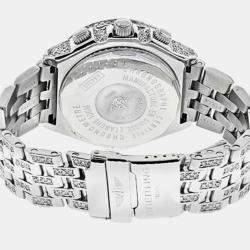 Breitling Customised White 15.00 Ct Diamond Stainless Steel Crosswind A44355 Automatic Men's Wristwatch 48mm