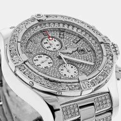 Breitling Customised Silver Diamond Stainless Steel Super Avenger A13370 Automatic Men's Wristwatch 48 mm