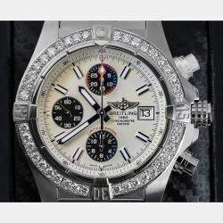Breitling Customised Cream Diamond Stainless Steel Avenger II A13381 Automatic Men's Wristwatch 43mm