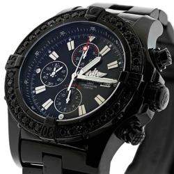 Breitling Customised Black 4.00 Ct Diamond Stainless Steel Super Avenger A13370 Automatic Men's Wristwatch 48 mm