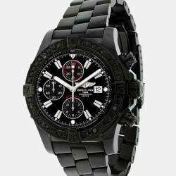 Breitling Customised Black 4.00 Ct Diamond Stainless Steel Super Avenger A13370 Automatic Men's Wristwatch 48 mm