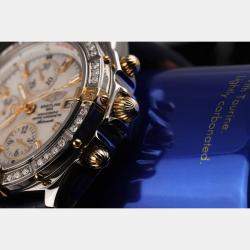 Breitling White MOP Diamond 18K Yellow Gold Stainless Steel Crosswind B13355 Automatic Men's Wristwatch 43mm