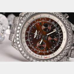 Breitling Customised 20.00CT Diamond Stainless Steel Bentley A25362 Automatic Men's Wristwatch 48mm