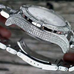 Breitling Customised White 7.00 Ct Diamond Stainless Steel Super Avenger A13370 Automatic Men's Wristwatch 48 mm