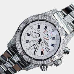 Breitling Customised White 7.00 Ct Diamond Stainless Steel Super Avenger A13370 Automatic Men's Wristwatch 48 mm