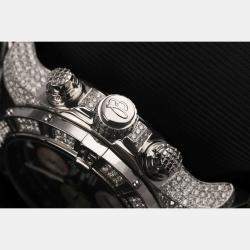 Breitling Customised Black 15.00 Ct Diamond Stainless Steel Super Avenger A13370 Automatic Men's Wristwatch 48 mm