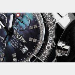Breitling Customised Black MOP Diamond Stainless Steel Super Avenger A13370 Automatic Men's Wristwatch 48 mm