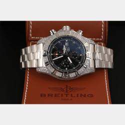 Breitling Customised Black Diamond Stainless Steel Super Avenger A1337011 Automatic Men's Wristwatch 48 mm