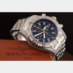 Breitling Customised Black Diamond Stainless Steel Super Avenger A1337011 Automatic Men's Wristwatch 48 mm