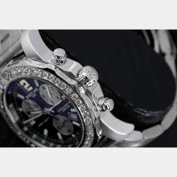 Breitling Customised Black Diamond Stainless Steel Colt Quartz Men's Wristwatch 44 mm