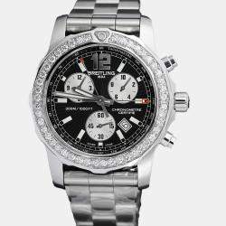 Breitling Customised Black Diamond Stainless Steel Colt Quartz Men's Wristwatch 44 mm